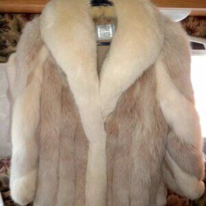 Stunning Saga Fox Jacket in Blush Shadow Fox Fur – Small to Medium Size